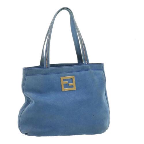Authentic FENDI Leather Tote Bag Blue: This item qualifies for FREE DOMESTIC SHIPPING to customers in the USA Size: W35 X H28 X D12Cm / Shoulder Drop 0-22Cm(Approx) Material: Leather Country/Region Of Manufacture: Italy Color: Blue Departm