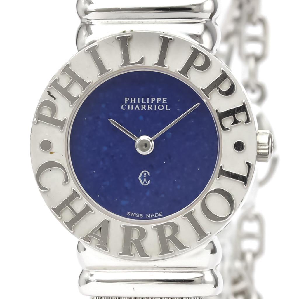 Authentic Philippe Charriol Saint Tropez Quartz Silver: This item qualifies for FREE DOMESTIC SHIPPING to customers in the USA Brand: Philippe Charriol Line: Saint Tropez Model: 6009908 Type: Dress watch Condition: Used (good) Gender: Women Material (Case)