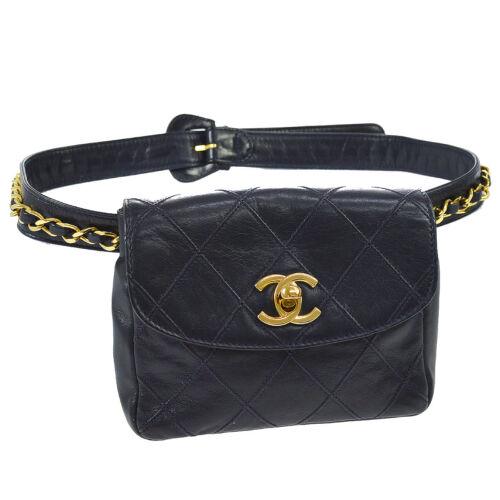 Authentic CHANEL Bicolore Line Quilted CC Belt Bag Navy: This item qualifies for FREE DOMESTIC SHIPPING to customers in the USA Size: Small Color: Navy Country/Region of Manufacture: Italy Closure: Flap Turnlock Style: Bum Bag Brand: CHANEL Bag Height: 4.7 
