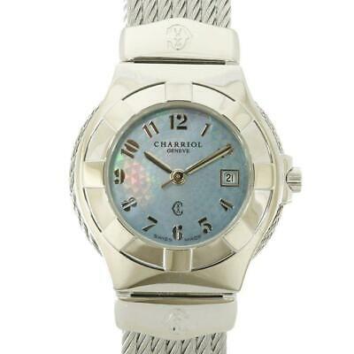 Authentic Charriol CELT3 Celtic Stainless Quartz Silver: This item qualifies for FREE DOMESTIC SHIPPING to customers in the USA Product information Brand: Charriol Model:: CELT3 Target: Ladies Color: Silver / Light blue Series: Celtic Weight: Approximately