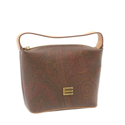 Authentic ETRO Paisley Print Hand Bag PVC Leather Brown: This item qualifies for FREE DOMESTIC SHIPPING to customers in the USA Brand: ETRO Style: Hand Bag Material: PVC Leather Color: Brown Size: See Description Bag Height: 5.9inch(Approx) / 15cm(Approx) B