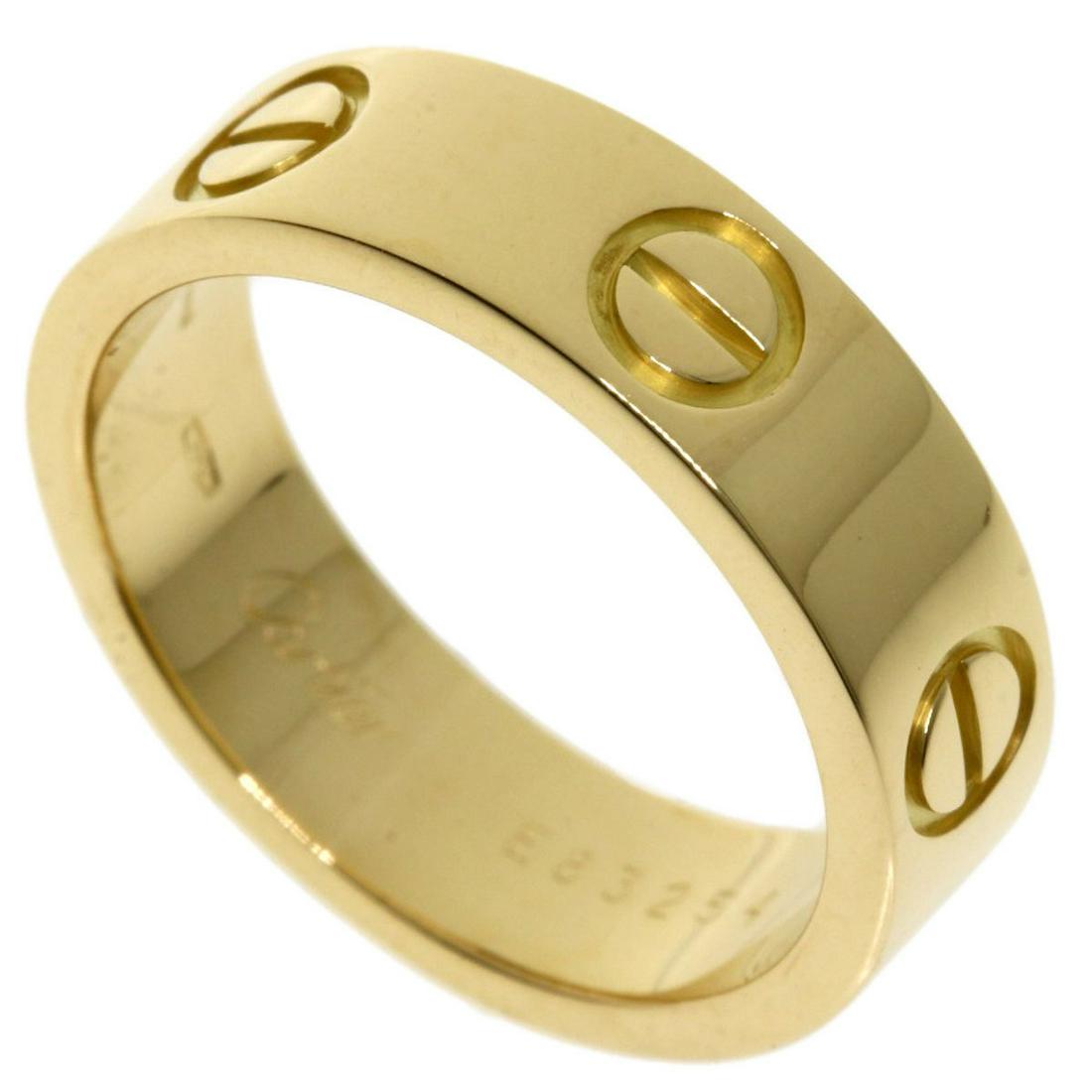 Authentic Cartier Love Ring # 53 / K18 Yellow Gold: This item qualifies for FREE DOMESTIC SHIPPING to customers in the USA Brand: Cartier Line: Love Gender: Women Condition: Used (very good) Weight: 7.6g / 0.26oz. Color: Yellow gold Material: Yellow go