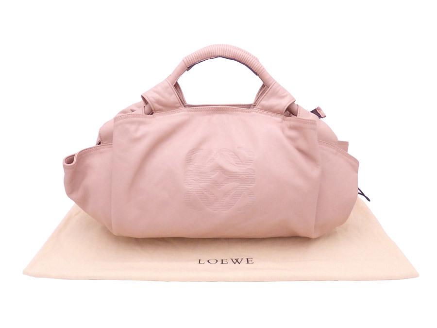 Authentic Loewe Handbag Nappa Aire Pink Beige Leather: This item qualifies for FREE DOMESTIC SHIPPING to customers in the USA Brand: Loewe Line: Nappa Aire Type: Handbag Gender: Women Accessories: Dust bag Condition: Used (good) Color: Pink beige Material
