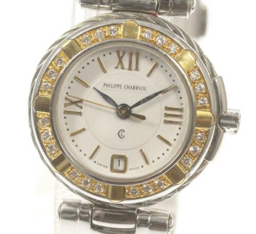 Authentic Philippe Charriol Celtic Date YG Diamond: This item qualifies for FREE DOMESTIC SHIPPING to customers in the USA Brand: Philippe Charriol Type: Wristwatch Department: Womens The Mynt Auctions Guarantee: Photos descriptions and estimates were