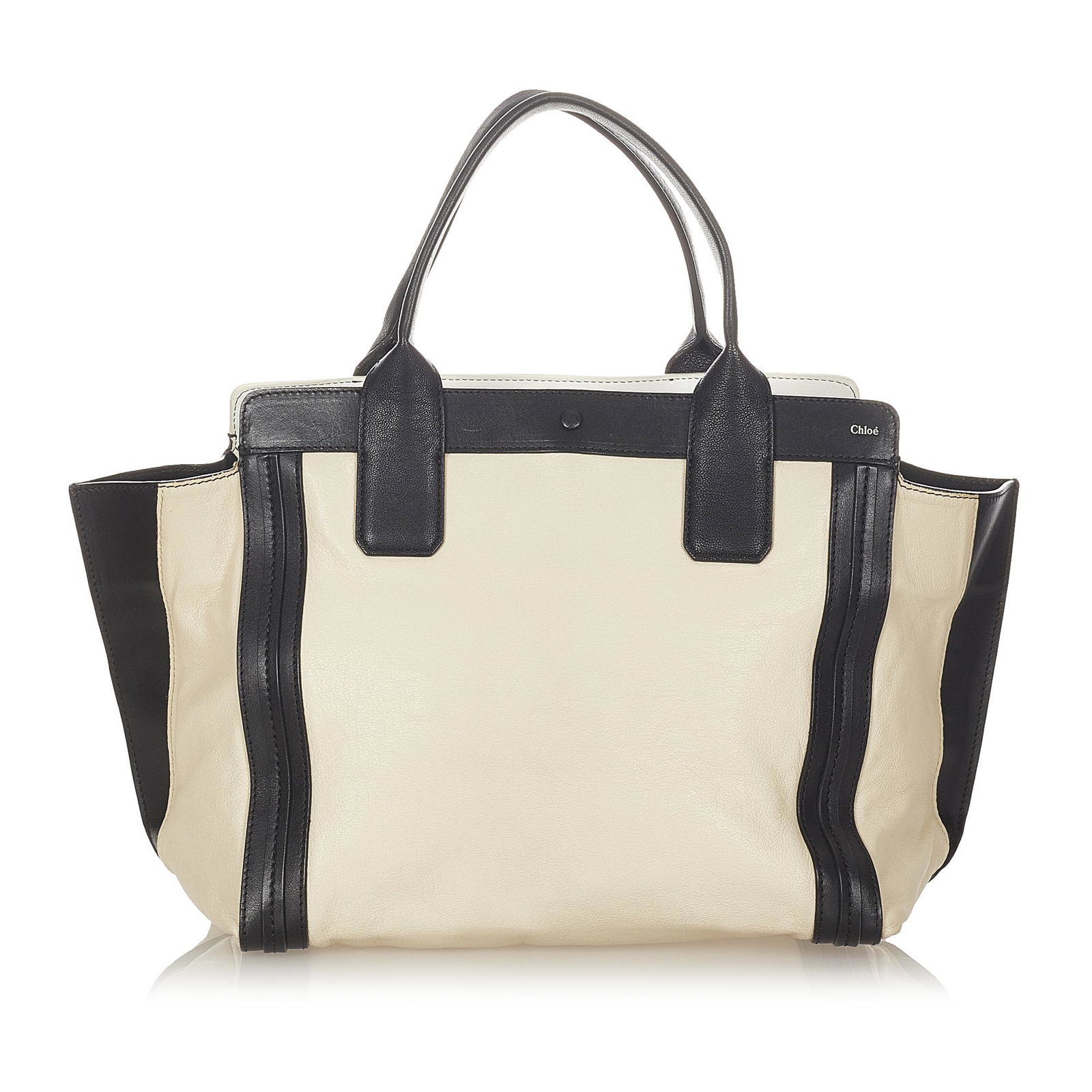 Chloe Alison Leather Tote Bag: Chloe Alison Leather Tote Bag The Alison features a leather body flat leather handles a top zip closure and an interior pocket with a stud closure. Brand: Chloe Model: Alison Leather Tote Bag Origin: 