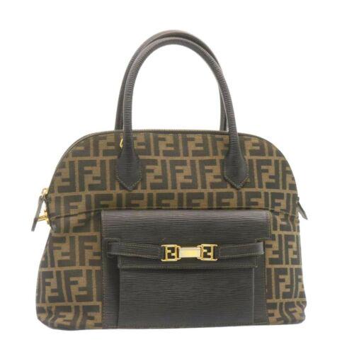 FENDI Zucca Canvas Hand Bag Brown Black: FENDI Zucca Canvas Hand Bag Brown Black Brand: FENDI Bag Length: 14.2inch(Approx) / 36cm(Approx) Style: Hand Bag Department: Women Material: Zucca Canvas Country of Manufacture: Italy Color: Brown\n /