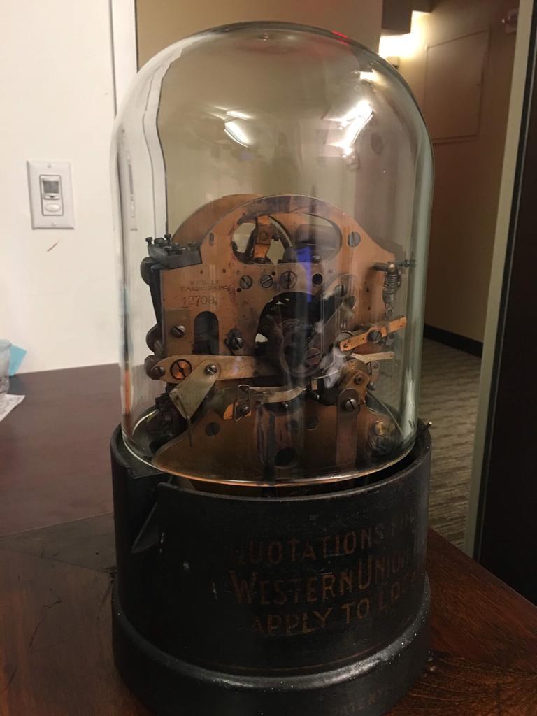 Edison Ticker Tape Machine Org. Glass/Base C1900s Mint: Edison Ticker Tape Machine Org. Glass/Base C1900s Mint Condition - $100K VALUE w/ CoA! PLEASE NOTE: Framed, Large or heavy Items do not have shipping costs included. The exact shipping cost will be ad