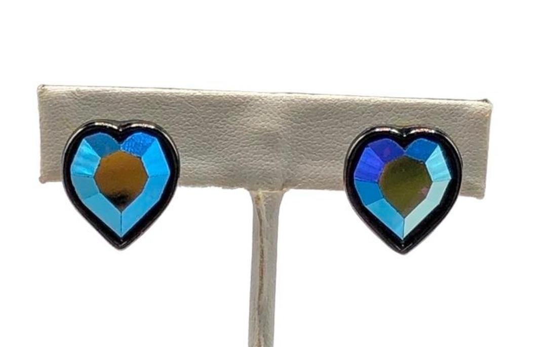 Yves Saint Laurent Ab Heart Earrings: Yves Saint Laurent Ab Heart Earrings Brand: Yves Saint Laurent Material: Black Rhodium plate Style: EarringsClip Hallmark: "YSL" Country of Origin: USA The MYNT Guarantee: All items in this auction ar
