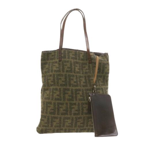 FENDI Zucca Canvas Hand Bag Brown Black Wool: FENDI Zucca Canvas Hand Bag Brown Black Wool Brand: FENDI Color: Brown / Black Material: Nylon Style: Hand Bag Size: W31 x H33cm(Approx) Country/Region of Manufacture: Italy Type: Hand Bag Department: