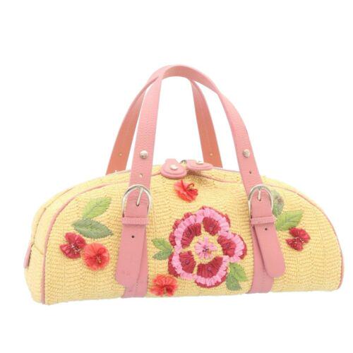 Christian Dior straw Hand Bag polyester Pink Beige: Christian Dior straw Hand Bag polyester Pink Beige Brand: Christian Dior Style: Hand Bag Material: Polyester Color: Pink\n / Beige Size: See Description Bag Height: 5.1inch(Approx) / 13cm(Approx) Bag