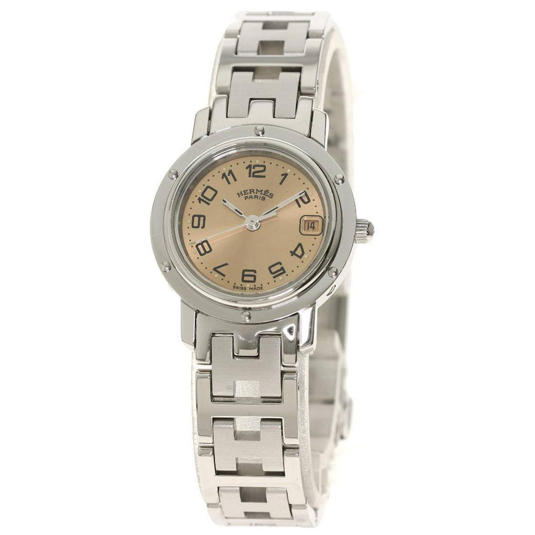 Hermes CL4.210 Clipper Watch Stainless Steel Ladies: Hermes CL4.210 Clipper Watch Stainless Steel LadiesBrand: Hermes Line: Clipper Gender: Women Material (Case): Stainless steel Material (Band): Stainless steel Color (Dial): Pink Movement: Quartz Case