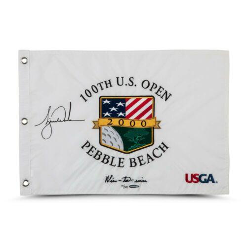 Tiger Woods Signed Autographed 2000 U.S. Open Pin Flag: Tiger Woods Signed Autographed 2000 U.S. Open Pin Flag Wire-to-Wire #/500 Sport: Golf-PGA Player: Tiger Woods Product: Flag Autograph Authentication: Upper Deck Original/Reprint: Original The MYNT Gua