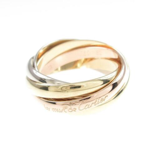 Cartier Trinity ring: Cartier Trinity ring Brand: Cartier Material: 750 Three color Gender: Ladies Size: 10.0 (JPN size) (50) Accessories: No Warranty Card ActualSize: W : 7.8mm estimation length of 1 pcs : 2.7mm The Mynt
