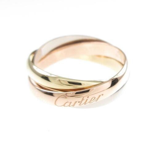 Cartier Trinity ring: Cartier Trinity ring Brand: Cartier Material: 750 Three color Gender: Ladies Size: 7.0 (JPN size) (47) Accessories: With warranty card ActualSize: W :5.5mm estimation length of 1 pcs : 2.7mm The Mynt