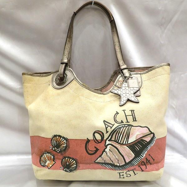 Coach Beachshell F19273 Ivory Pink Bag Tote Ladies: Coach Beachshell F19273 Ivory Pink Bag Tote LadiesBrand: Coach Type: Tote bag Gender: Women Condition: Used (good) Material: Canvas Color: Ivory, Pink Size (HxWxD): 25cm x 42cm x 10cm / 9.84'' x 16.53