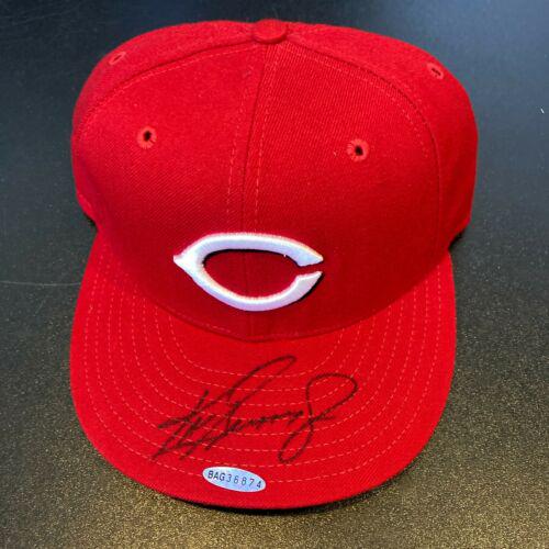 Ken Griffey Jr. Signed Cincinnati Reds Game Model Hat: Ken Griffey Jr. Signed Cincinnati Reds Game Model Hat JSA Product: Hat Sport: Baseball-MLB Autograph Authentication: James Spence Authentication (JSA) Original/Reprint: Original PLEASE NOTE: Framed La