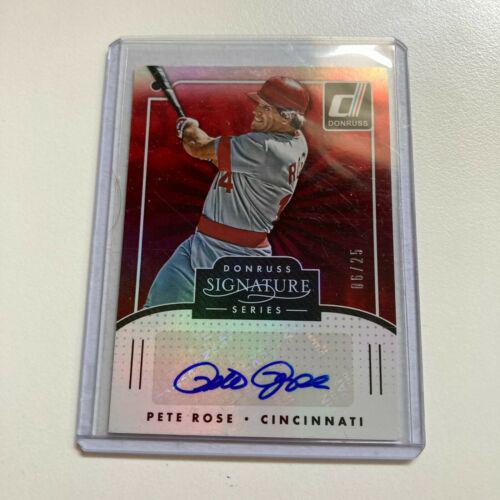 2016 Donruss Signature Pete Rose #6/25 Signed: 2016 Donruss Signature Pete Rose #6/25 Signed Autographed Baseball Card Player/Athlete: Pete Rose Type: Sports Trading Card Manufacturer: Panini Sport: Baseball-MLB Product: Ball Original/Reprint: Ori