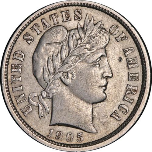 1905-O Barber Dime: 1905-O Barber Dime Certification: Uncertified Circulated/Uncirculated: Circulated Mint Location: New Orleans Composition: Silver Year: 1905 The MYNT Guarantee: Photos descriptions and estimates were p
