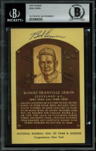Indians Bob Lemon Signed 3.5x5.5 HOF Plaque Postcard: Indians Bob Lemon Signed 3.5x5.5 HOF Plaque Postcard BAS Sport: Baseball Product: Not Available Original/Reprint: Original Player: Bob Lemon Team: Cleveland Indians Autograph Authentication: BAS PRODU