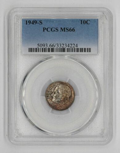 1949 S ROOSEVELT DIME 10c PCGS CERTIFIED MS 66: 1949 S ROOSEVELT DIME 10c PCGS CERTIFIED MS 66 UNCIRCULATED Certification: PCGS Composition: Silver Grade: MS-66 Year: 1949 Circulated/Uncirculated: Unknown Strike Type: MS Mint Location: S Country: U