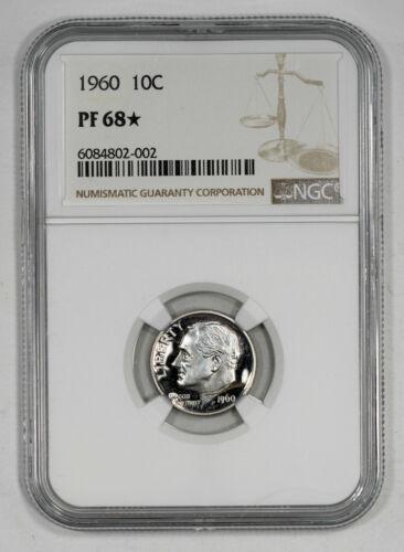 1960 PROOF ROOSEVELT DIME 10C NGC CERTIFIED PF 68* STAR: 1960 PROOF ROOSEVELT DIME 10C NGC CERTIFIED PF 68* STAR Certification: NGC Composition: Silver Grade: PF-68* Year: 1960 Circulated/Uncirculated: Unknown Strike Type: PR Mint Location: P Country: USA K