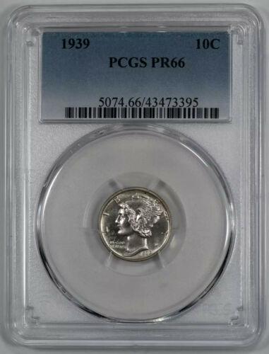 1939 PROOF MERCURY DIME 10C SILVER PCGS CERTIFIED PR 66: 1939 PROOF MERCURY DIME 10C SILVER PCGS CERTIFIED PR 66 PROOF Certification: PCGS Composition: Silver Grade: PR-66 Year: 1939 Circulated/Uncirculated: Uncirculated Strike Type: PR Mint Location: PHILA