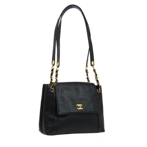 CHANEL CC Chain Shoulder Tote Bag Black Caviar Skin (0851W) on Jan 04