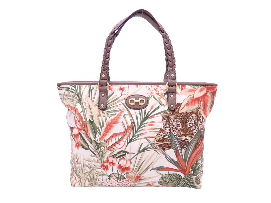 Salvatore Ferragamo Tote Bag Gancio Multicolor Canvas: Salvatore Ferragamo Tote Bag Gancio Multicolor Canvas Leather ShoulderBrand: Salvatore Ferragamo Line: Gancini Type: Shoulder bag, Tote bag Condition: Used (very good) Material: Canvas, Leather Color:
