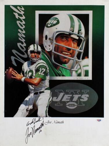 Jets Joe Namath Good Luck Signed 18x24 Poster: Jets Joe Namath Good Luck Signed 18x24 Poster Autographed PSA Sport: Football-NFL Product: Lithograph Poster & Print Original/Reprint: Original Player: Joe Namath Team: New York Jets Autograph Authent