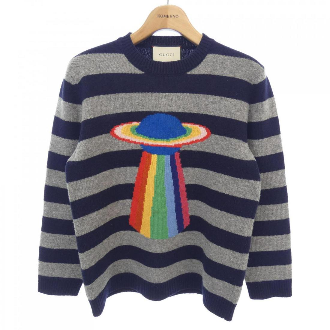 GUCCI Knitwear: GUCCI Knitwear Brand: GUCCI Style: KNIT WEAR Color: Gray Navy Material: See Image Gender: Mens Size: XS Size Type: Regular ActualSize: Please read description Type: KNIT WEAR Department: Man T