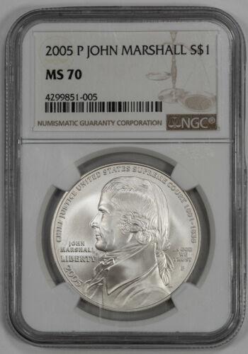 2005 P JOHN MARSHALL SILVER DOLLAR S$1 NGC CERTIFIED MS: 2005 P JOHN MARSHALL SILVER DOLLAR S$1 NGC CERTIFIED MS 70 MINT STATE UNC Certification: NGC Composition: Silver Grade: MS-70 Year: 2005 Circulated/Uncirculated: Uncirculated Strike Type: MS Mint Loca