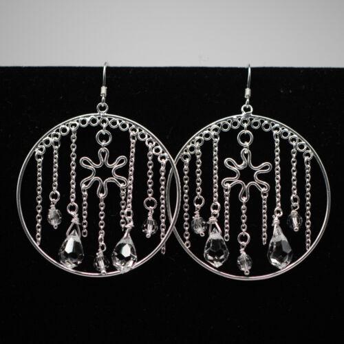 STERLING SILVER CLEAR GEMSTONE DANGLE ROUND HOOP: STERLING SILVER CLEAR GEMSTONE DANGLE ROUND HOOP EARRINGS 925 NEW OLD STOCK Style: Hoop Fastening: Hook Color: Silver Brand: Unbranded The MYNT Guarantee: All items in this auction are guaranteed auth