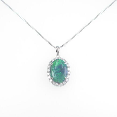 PT Black Opal Necklace: PT Black Opal Necklace Material: PT Gender: Ladies Size: 45cm Stone: Diamond 1.33ct ActualSize: imate size of pendant (H x W) : 29.5mm x 16.8mm CenterStone: Black Opal 5.37ct The Mynt Guarantee: All i