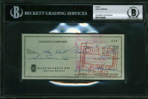 Packers Vince Lombardi Signed 2.75x6.25 Personal Check: Packers Vince Lombardi Signed 2.75x6.25 Personal Check BAS Slabbed Sport: Football-NFL Product: Check Original/Reprint: Original Player: Vince Lombardi Team: Green Bay Packers Autograph Authentication