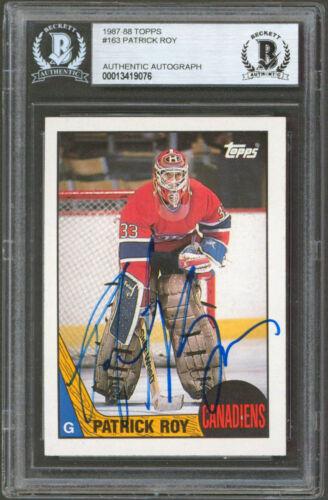 Canadiens Patrick Roy Signed 1987 Topps #163 Card BAS: Canadiens Patrick Roy Signed 1987 Topps #163 Card BAS Graded: No Sport: Ice Hockey Team: Montreal Canadiens League: NHL Certification Number: 13419076 PRODUCT_COA: Beckett PRODUCT_SIGNED_BY_NAME: Patr