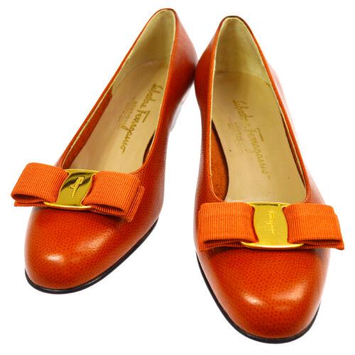 Salvatore Ferragamo Vara Bow Shoes Pumps Orange #7 C: Salvatore Ferragamo Vara Bow Shoes Pumps Orange #7 C DR18622 338 Color: Orange Upper Material: Embossed EU Shoe Size: 37 Country/Region of Manufacture: Italy Toe Shape: Closed Toe Department: Women St