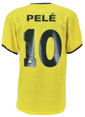 Pele Signed Brazil Jersey Autographed in Silver: Pele Signed Brazil Jersey Autographed in Silver PSA/DNA Sport: Soccer Product: Jersey Original/Reprint: Original Player: Pele Autograph Authentication: PSA PRODUCT_COA: PSA PRODUCT_SIGNED_BY_NAME: Pel