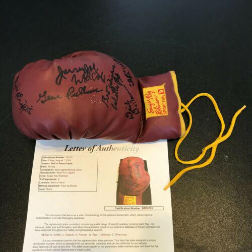 Jersey Joe Walcott Emile Griffith Fullmer Willie Pep: Jersey Joe Walcott Emile Griffith Fullmer Willie Pep Signed Boxing Glove JSA Product: Glove Sport: Boxing Original/Reprint: Original PLEASE NOTE: Framed Large or heavy Items do not have shipping costs
