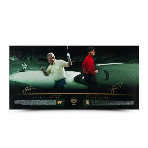 Jack Nicklaus Tiger Woods Dual Signed Autographed 18X36: Jack Nicklaus Tiger Woods Dual Signed Autographed 18X36 Photo "Masterful" Sport: Golf-PGA Product: Photo Original/Reprint: Original Player: Jack NicklausTiger Woods Autograph Authentication: Upper Dec