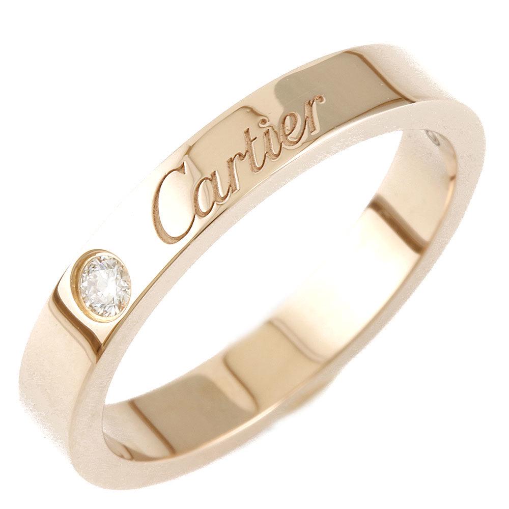 CARTIER Ring Diamond Engraved # 50 Pink Gold Ladies K18: CARTIER Ring Diamond Engraved # 50 Pink Gold Ladies K18 Brand: Cartier Gender: Women Material: Pink gold (18K) Color: Pink gold Condition: Used (like new) Width: 3mm / 0.12'' Stone: Diamond Weight: 3.