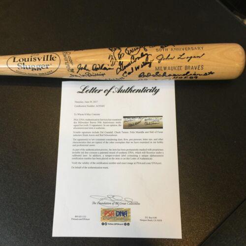 1957 Milwaukee Braves World Series Champs Team Signed Bat Hank Aaron PSA DNA: 1957 Milwaukee Braves World Series Champs Team Signed Bat Hank Aaron PSA DNA Autograph Authentication: Professional Sports (PSA/DNA) Product: Bat Original/Reprint: Original Sport: Baseball-MLB PLEASE