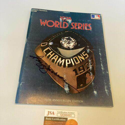 Reggie Jackson Signed 1978 World Series Program With JSA: Reggie Jackson Signed 1978 World Series Program With JSA Product: Program Sport: Baseball-MLB Autograph Authentication: James Spence Authentication (JSA) Player: Reggie Jackson Original/Reprint: Origi