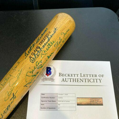 HOF Multi Signed Bat Mickey Mantle Ted Williams Hank Aaron 41 Sigs Beckett: HOF Multi Signed Bat Mickey Mantle Ted Williams Hank Aaron 41 Sigs Beckett Product: Bat Sport: Baseball-MLB Autograph Authentication: James Spence (JSA) Team: New York Yankees Player: Mickey Mantle Or