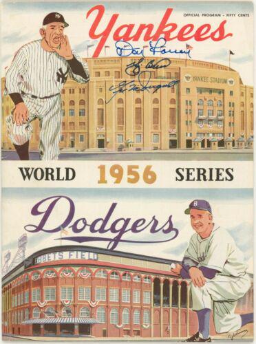 RARE Yogi Berra & Don Larsen Signed 1956 World Series Perfect Game Program: RARE Yogi Berra & Don Larsen Signed 1956 World Series Perfect Game Program Original/Reprint: Original Autograph Authentication: James Spence (JSA) Product: Program Player: Yogi Berra Sport: Baseball-M