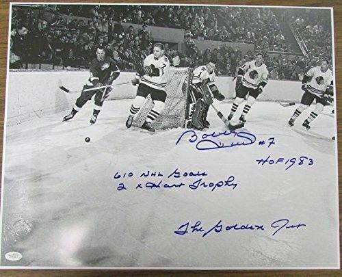 Bobby Hull Chicago Blackhawks Autographed/Signed 16x20 Photo JSA: Bobby Hull Chicago Blackhawks Autographed/Signed 16x20 Photo JSA Sport: Hockey-NHL Product: Photo Original/Reprint: Original Team: Chicago Blackhawks Autograph Authentication: JSA PLEASE NOTE: Framed