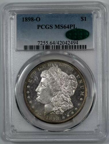1898 O MORGAN SILVER DOLLAR $1 PCGS & CAC MS 64 PL UNC PROOF LIKE - DMPL?: 1898 O MORGAN SILVER DOLLAR $1 PCGS & CAC MS 64 PL UNC PROOF LIKE - DMPL? Certification: PCGS and CAC Composition: Silver Grade: MS-64 Year: 1898 Circulated/Uncirculated: Uncirculated Strike Type: MS 