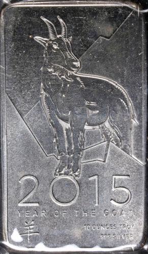 2015 Year of the Goat Lunar 10 Ounce Silver Bar 999 Fine - NTR (New) -: 2015 Year of the Goat Lunar 10 Ounce Silver Bar 999 Fine - NTR (New) - Composition: Silver Year: 2015 The MYNT Guarantee: All items in this auction are guaranteed authentic and come with a 100% money-