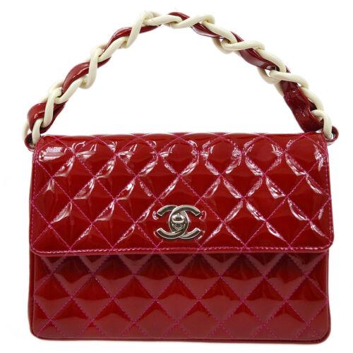 CHANEL Quilted CC Chain Hand bag Purse Red Patent Leather 4634983 Vintage: CHANEL Quilted CC Chain Hand bag Purse Red Patent Leather 4634983 Vintage Size: Medium Accents: Logo Model: CHANEL Chain Hand bag Country/Region of Manufacture: France Department: Women Style: hand ba