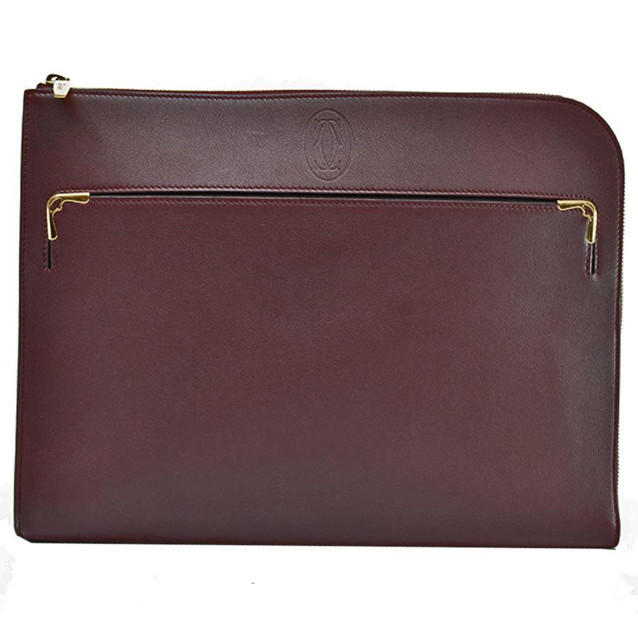 Cartier Clutch Bag Mastline Bordeaux Gold Leather Second Ladies: Cartier Clutch Bag Mastline Bordeaux Gold Leather Second LadiesBrand: Cartier Material: Leather Color: Bordeaux, Gold Size (HxWxD): 26cm x 34cm x 3.5cm / 10.23'' x 13.38'' x 1.37'' Accessories: Hand s