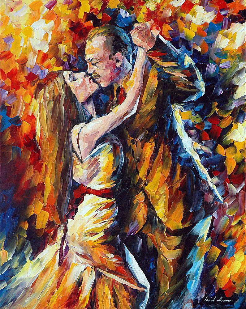 Tango Of Past Years - Limited Edition 1/25 by Leonid Afremov: Tango Of Past Years - Limited Edition 1/25 by Leonid Afremov Available EXCLUSIVELY through Mynt Auctions, this is a limited edition giclee hand-painted by Leonid Afremov, who sadly passed away in 2019